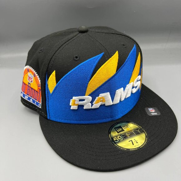 Los Angeles LA Rams Hat Men 7 1/4 Double Sharkstooth 59Fifty New Era Fitted New